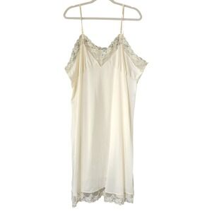 Vtg 60s Bari Maid Ivory Nightgown Lingerie Lace Slip Dress Size 50 Made in USA